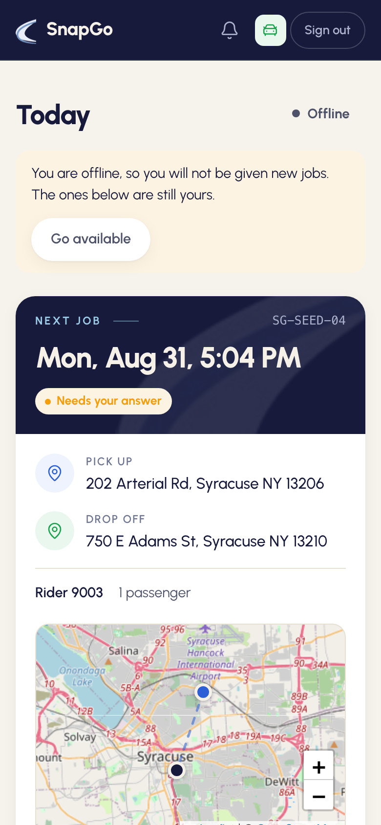 SnapGo driver app